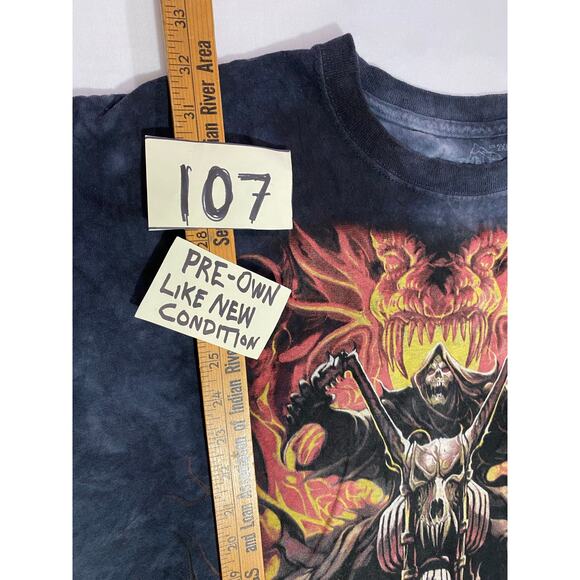 Vintage The Mountain Skeleton Motorcycle T-Shirt Men’s Size 2XL Charcoal - Picture 3 of 9